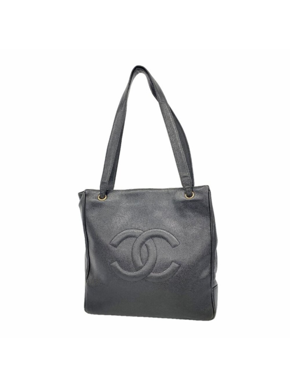 Chanel Tote Bag Caviar Leather Black Gold